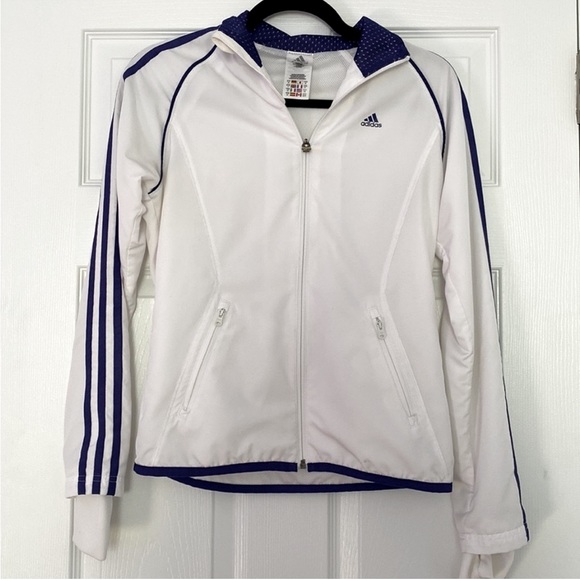 adidas Jackets & Blazers - Adidas Full Zip White and Blue Jacket